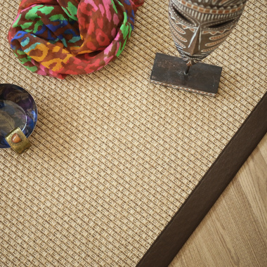 Tapis Natté Sumatra Naturel - Ganse coton Marron - Vue de haut