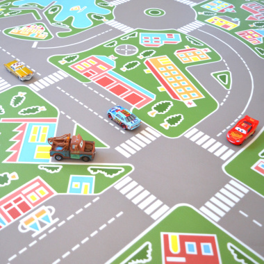 Tapis sur mesure Vinyle pour les enfants Circuit - Les Rues de la Ville Verte - Vue de loin