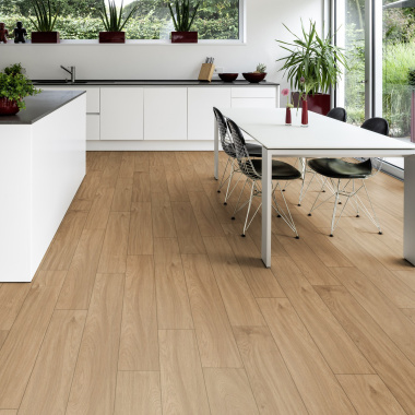 Parquet flottant Stratifié compatible cuisine salle de bain chêne Vadoo - salle à manger cuisine