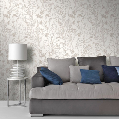 Papier peint expansé sur intissé - Japandi - Fleurs séchées - salon