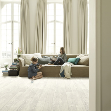 Sol Vinyle Textile Black Edition - Aspect parquet chêne blanc - Salon