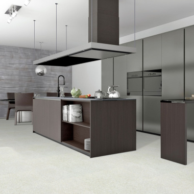 Sol Vinyle à envers gris - Effet lino pailleté - Clair - cuisine