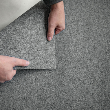 Moquette pour stand en velours ras Orotex Revexpo Gris moyen face retournée