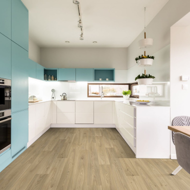 Sol Vinyle Textile Black Edition - Aspect parquet chêne clair - Cuisine