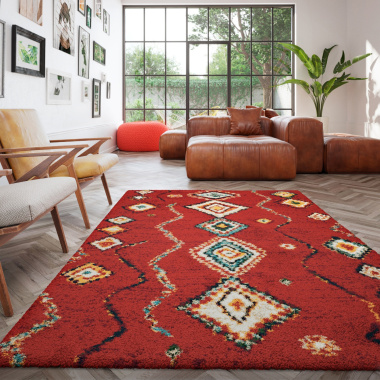 Tapis motif berbère - Azilal - Rouge - salon