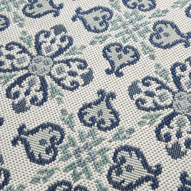 Tapis d'extérieur et intérieur - Louisette - Bleu et vert - vue de près
