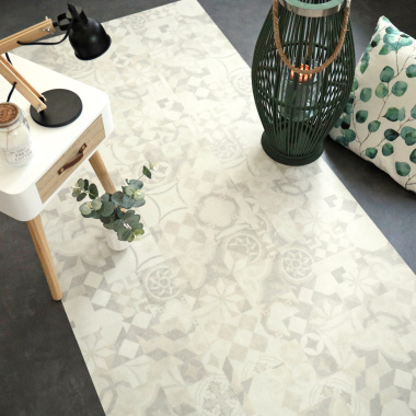 Mise en situation cosy – sol en dalles PVC Mix and Match - Click 5G - Carreaux de ciment beige clair