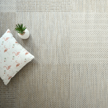 Tapis Moderne Prisma Grège - Carrés - Vue de haut