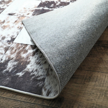 Tapis toucher soft - Imprimé peau de vache - Patchwork marron - coin