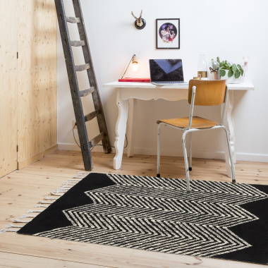 Tapis style Berbère avec franges - Arrow noir - Chambre