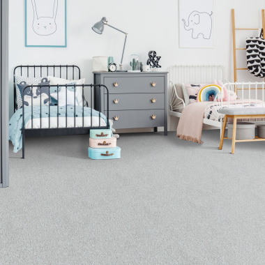 Moquette épaisse en polyester recyclé Re-life gris argent - chambre enfant