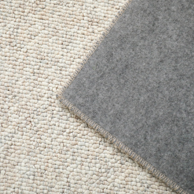 Tapis de salon ou chambre Bouclette grège tendre - envers