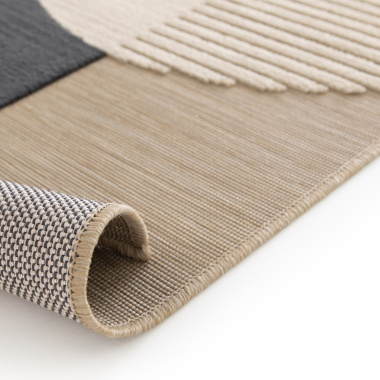 Tapis intérieur et extérieur en relief - Roma - Beige et noir - envers