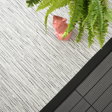 Tapis intérieur / extérieur Bornéo blanc ganse noire - vue de haut