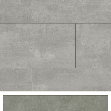 Plinthe présentée avec un revêtement de sol stratifié coordonné Pierre Gris Titane