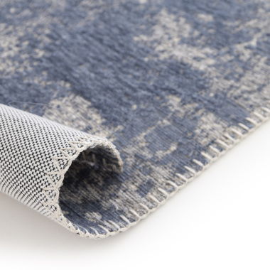 Tapis souple en tissu chenille recyclé Montmartre bleu de Nîmes - envers