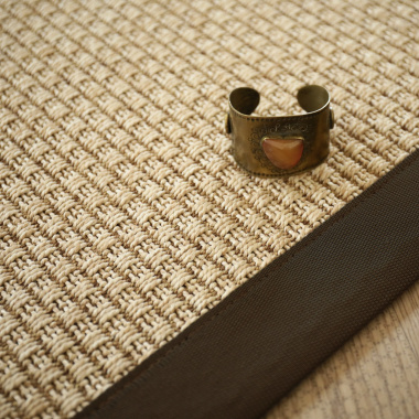 Tapis Natté Sumatra Naturel - Ganse coton Marron - tranche