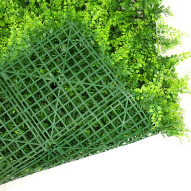 Mur végétal artificiel Fougère avec support grillagé vert pour fixation facile en intérieur ou extérieur