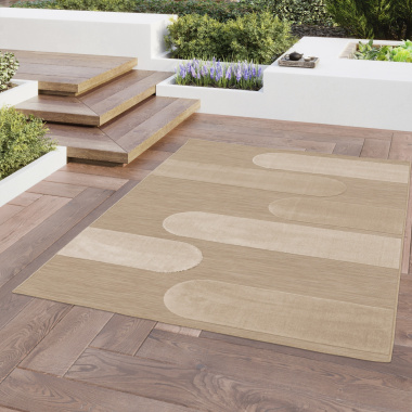 Tapis intérieur et extérieur en relief - Capri - Marron et beige - terrasse