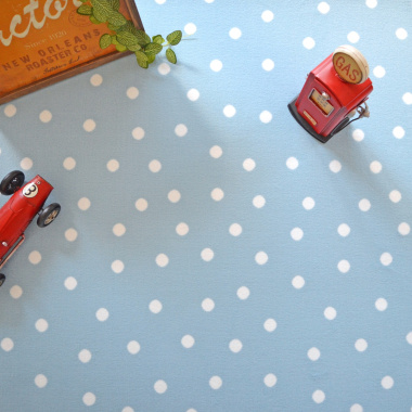 Tapis sur mesure Enfant pois bleu - Vue de haut