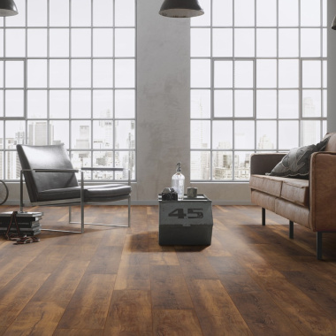 Parquet flottant Stratifié - Compatible cuisine salle de bain - Chêne Jamaica - salon