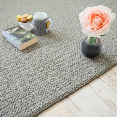 Tapis en laine et polyester - Tricot - Gris clair - chambre
