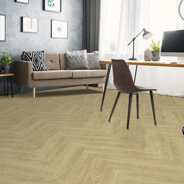 Sol Vinyle Textile - Harmonie - Bois clair bâton rompu - Surface brillante - salon