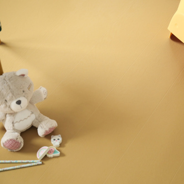 Sol Vinyle Résistance Pro - Parquet bois vintage peint - Jaune - chambre enfant