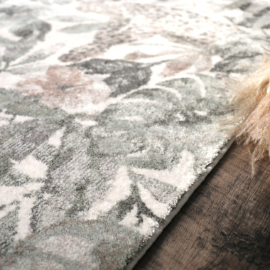 Tapis de salon en velours - Amazonie - Motif jungle fleur et jaguar - Tranche