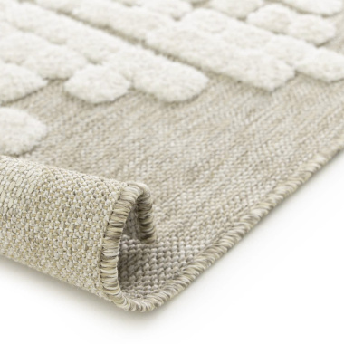 Tapis de salon en matière recyclée Ode à la vie beige et crème - envers