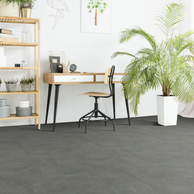 Espace de travail moderne avec sol effet béton gris - Click à plat 0,55