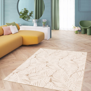 Tapis extérieur et intérieur en relief Lauria crème - salon