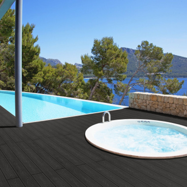 Lame terrasse en bois composite 2 côtés - Brun - terrasse