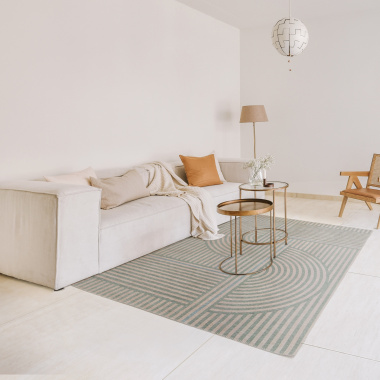 Tapis souple en matière recyclée - New Line - Beige et vert clair - salon