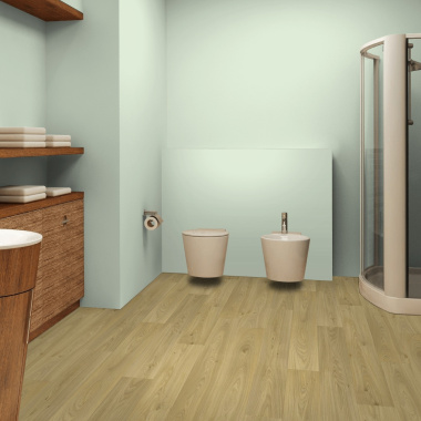 Sol vinyle inspiration parquet chêne miel - salle de bain