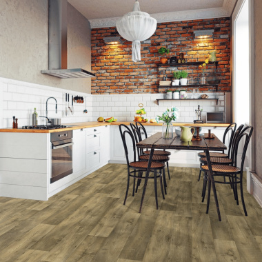 Sol Vinyle Textile Haute Performance - Aspect parquet chêne rustique naturel - cuisine