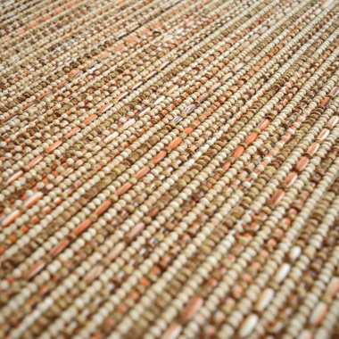 Tapis tissé plat Bornéo nature ganse coton café au lait - vue de près