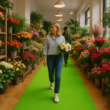 Moquette Stand Event - Vert perroquet - Passage magasin