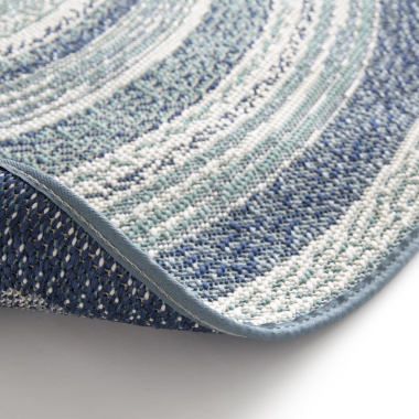 Tapis rond d'extérieur ou d'intérieur - Céleste - Bleu et vert - envers