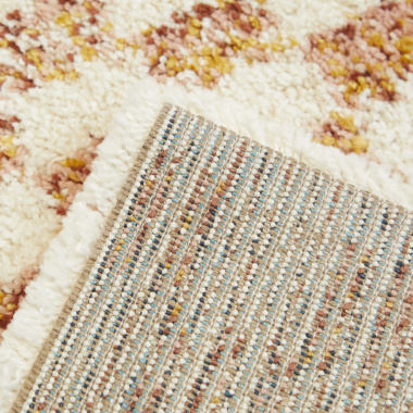 Tapis damier à poils longs - Pixel - Effet terracotta - envers