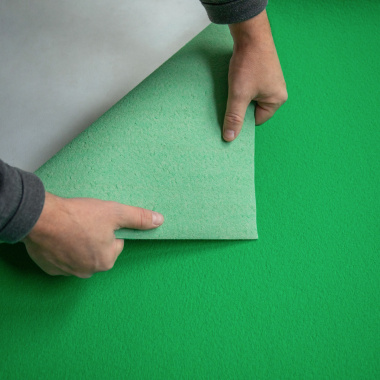 Moquette Stand Event vert, vue côté dos