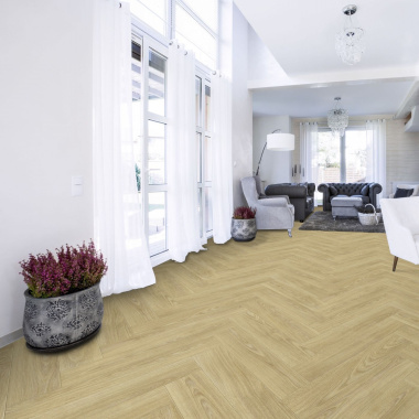 Sol Vinyle Textile - Harmonie - Bois clair bâton rompu - Surface brillante - salon