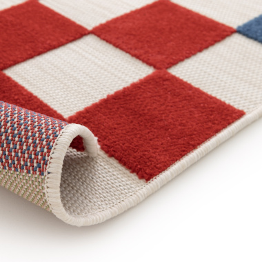 Tapis extérieur et intérieur motif damier - Petit Marius - Multicolore - envers