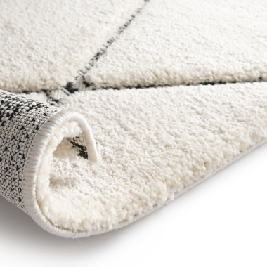 Tapis de salon graphique en relief - Louisa - Crème et noir - envers