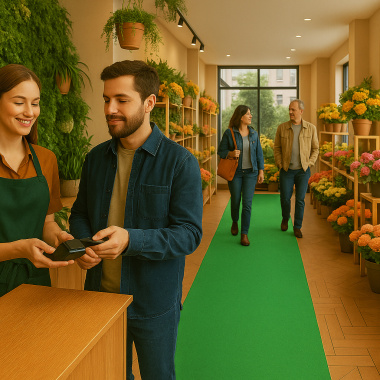 Moquette Stand Event - Vert - Passage chez un fleuriste