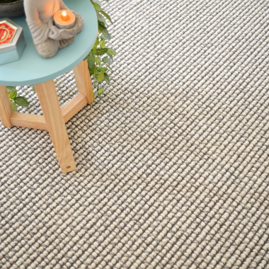 Tapis sur mesure Laine et sisal Caloundra grosses boucles crème - Vue de haut