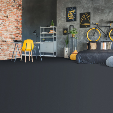 Chambre au style industriel avec moquette Loft Résist - Noir classé UPEC
