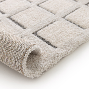 Tapis de salon graphique en relief - Case - Beige crème - envers