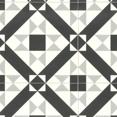 Tapis sur mesure vinyle noir et blanc effet carreaux de ciment graphiques - zoom motif