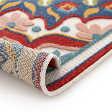Tapis de salon ou d'extérieur ethnique - Rosace - Multicolore - envers